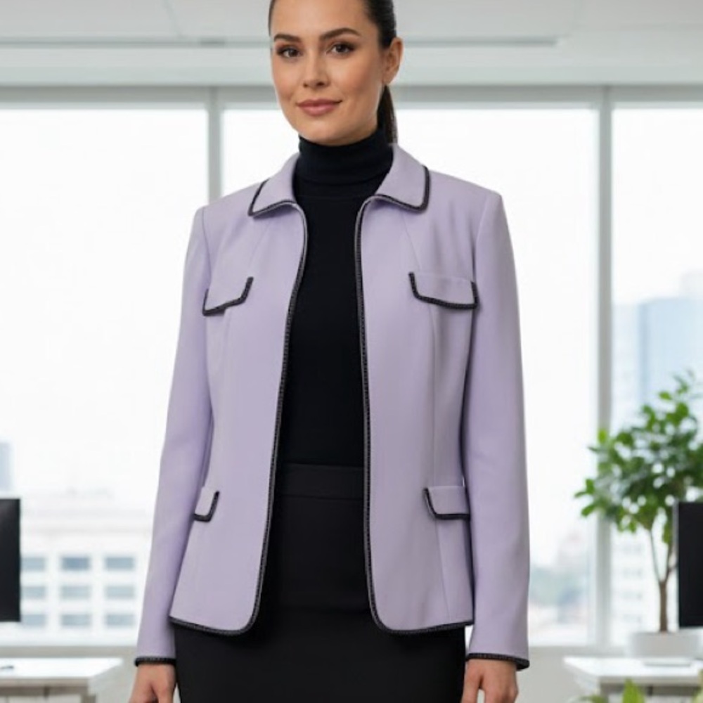 Tahari ASL Beautiful Soft Purple Open Blazer PTP 20” EUC